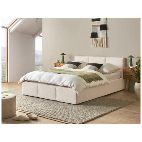 Letto Contenitore Bouclé Bousse 140 X 200 Cm Bianco Sporco - Foto 1