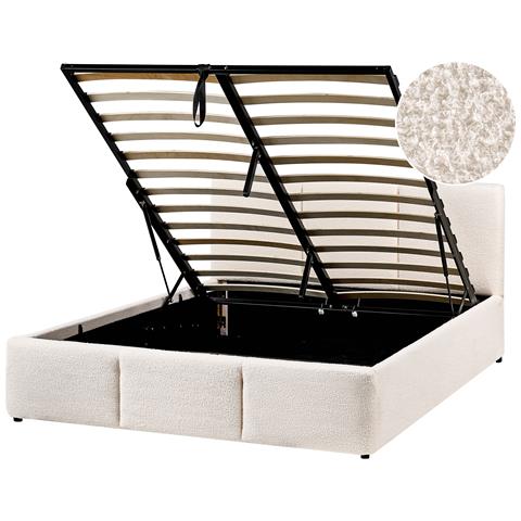 Letto Contenitore Bouclé Bousse 140 X 200 Cm Bianco Sporco - Foto 2