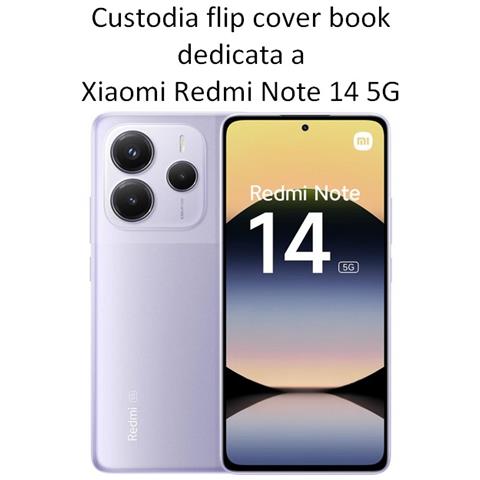Custodia A Libro Book Cover Case Per Xiaomi Redmi Note 14 5g Navy-lime - Foto 2