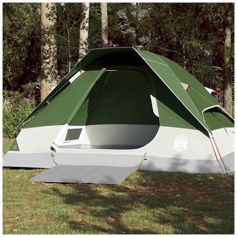 Tenda da Campeggio a Cupola per 4 Persone Verde Impermeabile - Foto 1