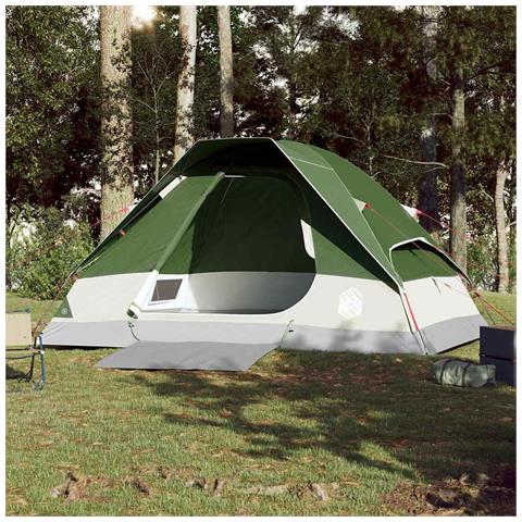 Tenda da Campeggio a Cupola per 4 Persone Verde Impermeabile - Foto 2