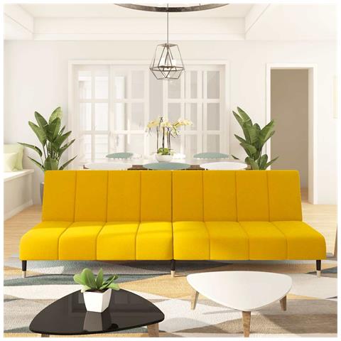 Divano Letto a 2 Posti Giallo in Velluto - Foto 2