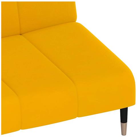 Divano Letto a 2 Posti Giallo in Velluto - Foto 9