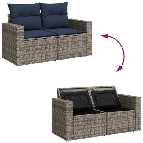 Set Divani da Giardino 6 pz con Cuscini Grigio in Polyrattan - Foto 9