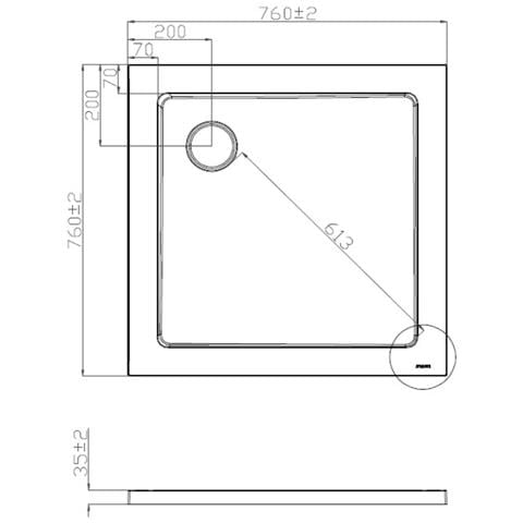 Piatto Doccia 76x76 Cm Quadrato Ribassato Resina H3.5 Cm Monaco Bianco - Foto 2