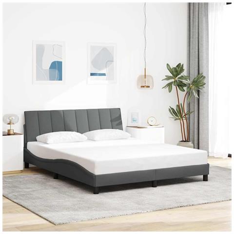 Giroletto senza Materasso Grigio Scuro 160x200 cm Tessuto - Foto 2