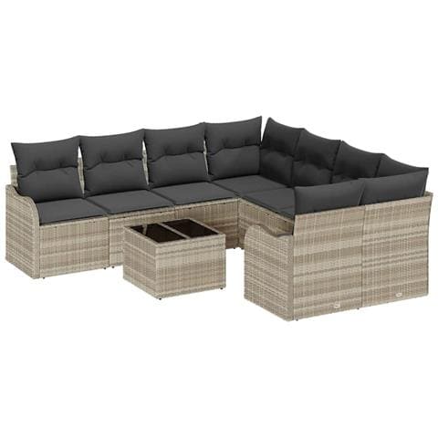 Set Divano da Giardino 9 pcs Grigio chiaro e grigio scuro - Foto 1