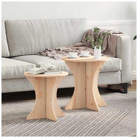 Tavolino da salotto 2 pcs Naturale 46 x 46 x 47 cm - Foto 2