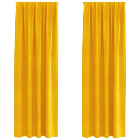 Tende con tende 2 pcs giallo senape 140 x 260 cm Velluto - Foto 1