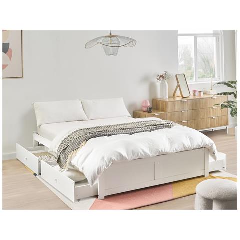 Letto Con Cassetti Contenitore Senza Testata Brux 160 X 200 Cm Bianco - Foto 1