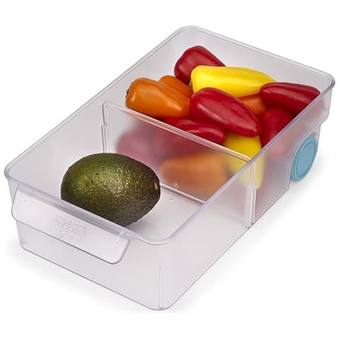 Organizzatore Frigorifero Fridgestore Contenitore Grande Per Conservazione Ottimizza Lo Spazio Con Manici E Ruote Divisorio Rimovibile Colore Trasparente Chiaro - Foto 1