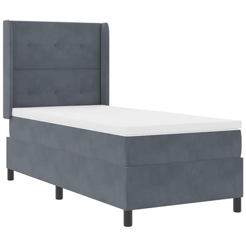 Letto a molle con materasso Grigio scuro 90 x 190 cm Velluto - Foto 2