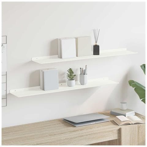 Scaffale da parete 2 pcs Bianco 100 x 18 x 2,5 cm - Foto 2