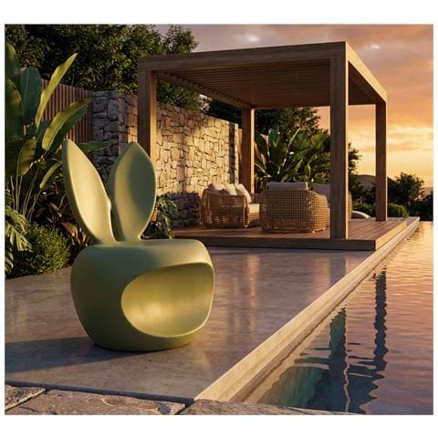 Sedia Bunny In Plastica Verde Salvia — Design A Orecchie Di Coniglio - Foto 8