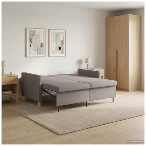 Divano Letto Estraibile Tortora Tessuto - Foto 2