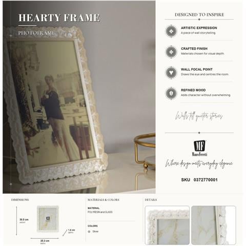 Cornice Portafoto Hearty Argento Con Profilo A Cuori 20x25 Cm - Foto 7