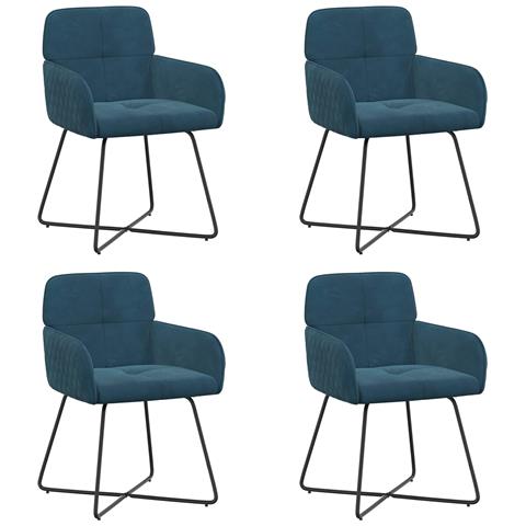 Sedie da pranzo 4 pcs Velluto (V) Blu 59 x 56,5 x 86 cm - Foto 1