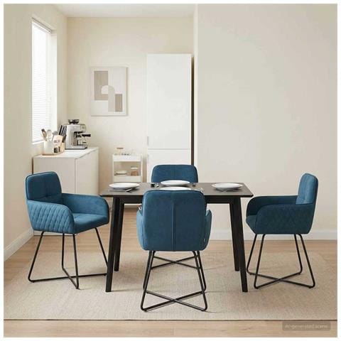 Sedie da pranzo 4 pcs Velluto (V) Blu 59 x 56,5 x 86 cm - Foto 2