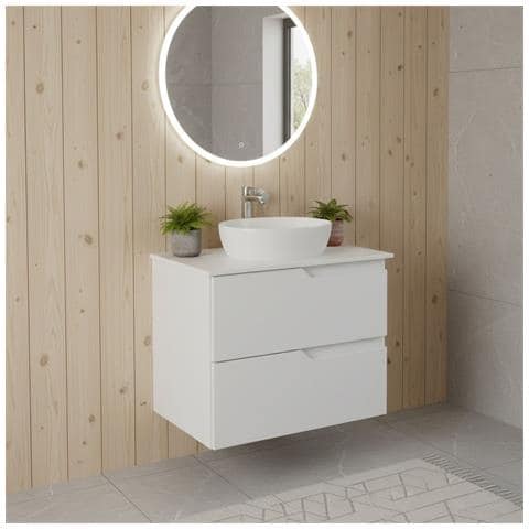 Set di mobili da bagno, BeigeMobilealto per bagno e lavabo 60 cmMobilecon piano d'appoggio, Appeso, MDF, MODERNO - Foto 5