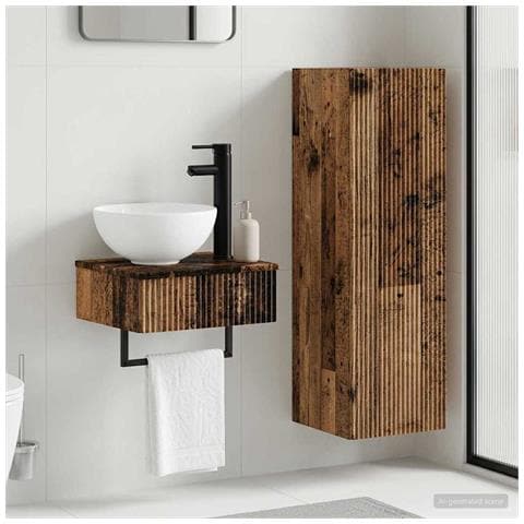 Set di mobili per il bagno 2 pz Legno antico 33 x 34,5 x 100 cm - Foto 10