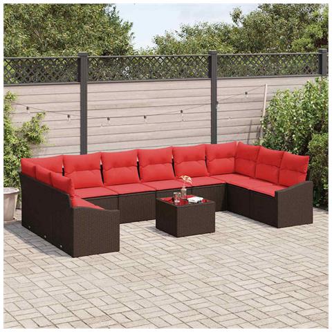 Set di divani 11 pz Marrone polyrattan - Foto 2