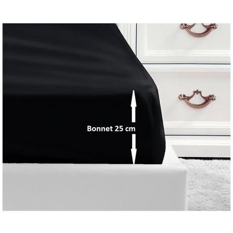 Coprimaterasso 100% Cotone 180 x 200 x 25 cm Nero - Foto 3