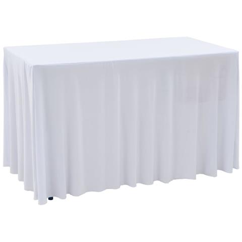 Copertura Elastica Per Tavolo Con Gonna 2 Pz 183x76x74cm Bianco - Foto 1