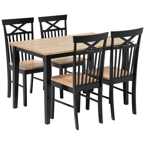 Set Da Pranzo Di Tavolo 120cm E 4 Sedie In Legno Nero Houston - Foto 19