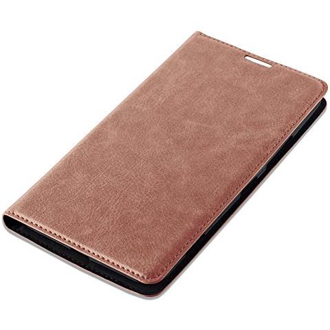 Custodia Compatibile Con Nokia Lumia 1320 In Marrone Cappuccino - Coperchio Protettiva Con Chiusura Magnetica, Funzione Stand E Tasca Per Le Carte - Foto 2