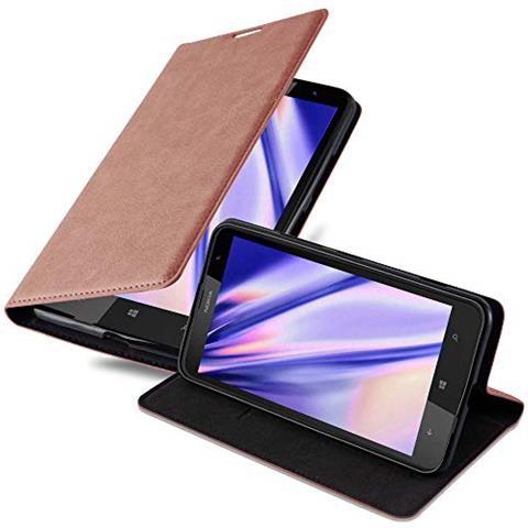 Custodia Compatibile Con Nokia Lumia 1320 In Marrone Cappuccino - Coperchio Protettiva Con Chiusura Magnetica, Funzione Stand E Tasca Per Le Carte - Foto 1