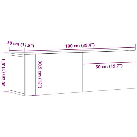 Mobile Porta TV Rovere Sonoma 100x30x30 cm in Legno Multistrato - Foto 16
