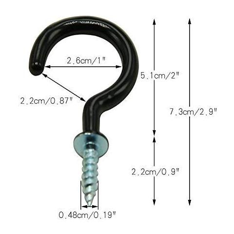 12 Pc 2.9 Ganci Rivestito Da Soffitto X1 Black Mug Cup Ganci A Vite Degli Occhi Ganci In Plastica Per Cabinet Shelf - Foto 3