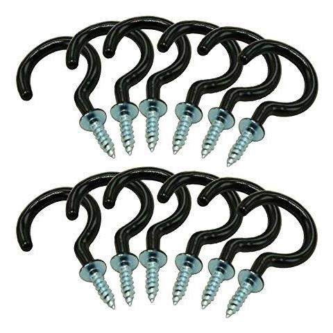 12 Pc 2.9 Ganci Rivestito Da Soffitto X1 Black Mug Cup Ganci A Vite Degli Occhi Ganci In Plastica Per Cabinet Shelf - Foto 1