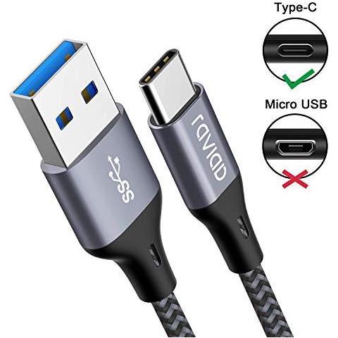 C Cavo Usb Raviad Usb 3.0 Tipo C Cavo 3.3ft 1m Nylon Intrecciato Usb C Veloce Cavo Di Ricarica Per Samsung Galaxy S10 S9 S8 A40 A70 Nota 10 9 Huawei P30 P20 Google Pixel Sony Xperia Xz Oneplus Grey - Foto 2
