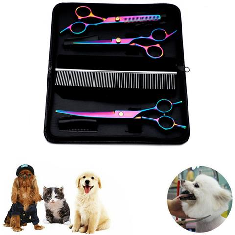 Set Forbici Professionali Per Animali Domestici 4 Pezzi Multicolore - Foto 1