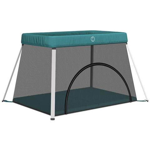 Box Per Bambini Con Materasso Verde Tessuto Di Lino - Foto 2