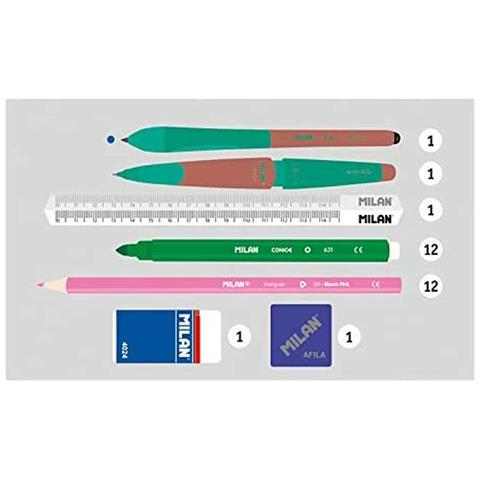Astuccio Per La Scuola Con Accessori Milan Copper Iii 22,5 X 11,5 X 11 Cm Verde - Foto 5