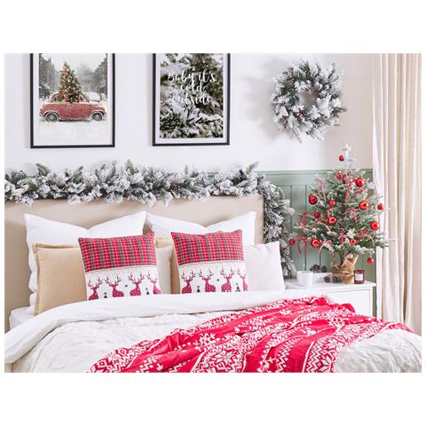 Set Di 2 Cuscini Robbie 45 X 45 Cm Rosso Modello Natalizio - Foto 1