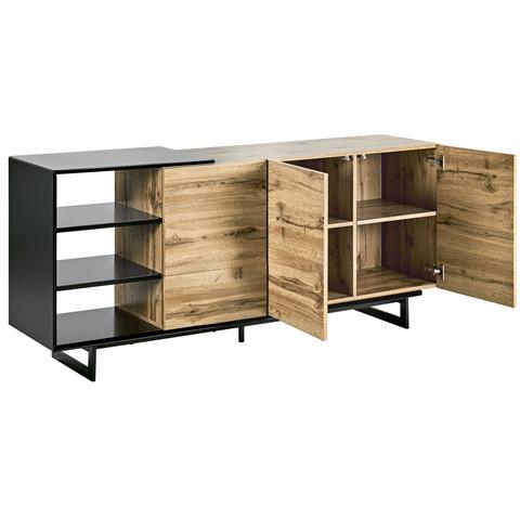 Credenza Legno Chiaro E Nero 160 X 40 Cm Fiora - Foto 2