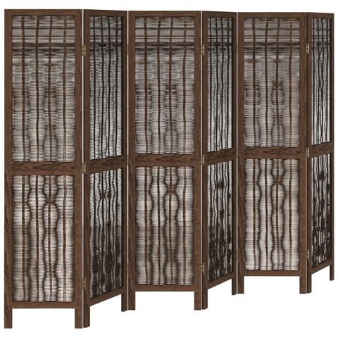 Divisorio Ambienti 6 Pannelli Marrone Scuro Massello Paulownia - Foto 2