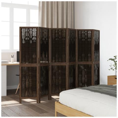 Divisorio Ambienti 6 Pannelli Marrone Scuro Massello Paulownia - Foto 3