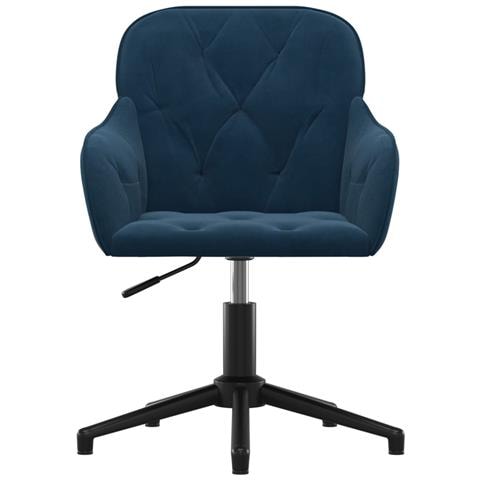 Sedia Girevole Da Ufficio Blu In Velluto - Foto 3
