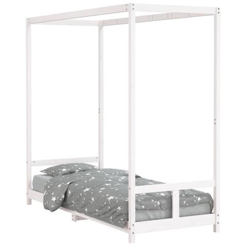 Giroletto Per Bambini Bianco 80x200cm In Legno Massello Di Pino - Foto 2