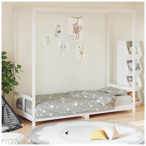 Giroletto Per Bambini Bianco 80x200cm In Legno Massello Di Pino - Foto 1
