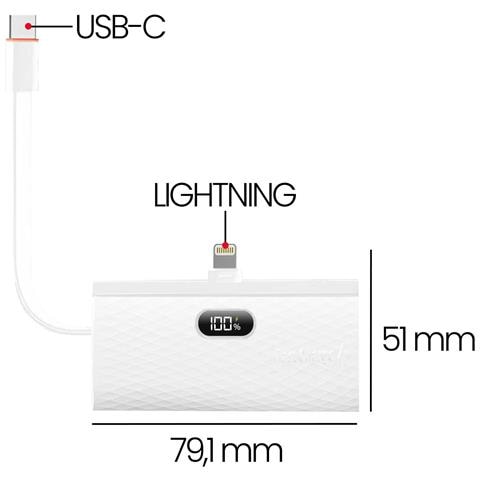 Caricabatterie Esterno 5000mah Connettori Lightning E Usb-c 20w, Bianco - Foto 5