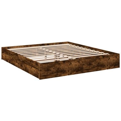 Giroletto Con Cassetti Rovere Fumo 180x200 Cm Legno Multistrato - Foto 3