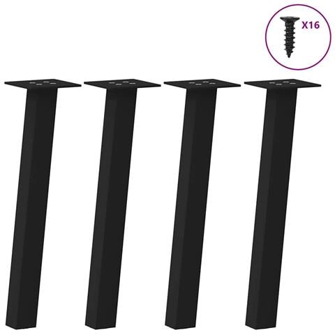 Gambe Per Tavolino 4 Pz Nero 42 Cm In Acciaio - Foto 1