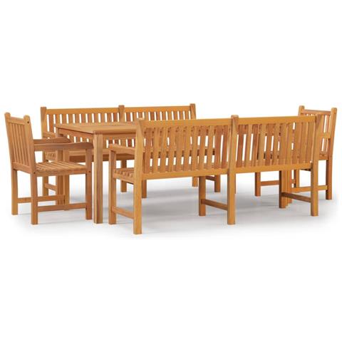 Set da Pranzo per Giardino 5 pz in Legno Massello di Teak - Foto 1