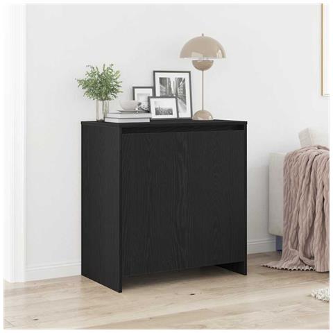 Credenza Rovere Nero 70x41x75 cm in Legno Multistrato - Foto 1