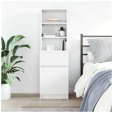 Comodino Bianco 39x35x125 cm in Legno Multistrato - Foto 2